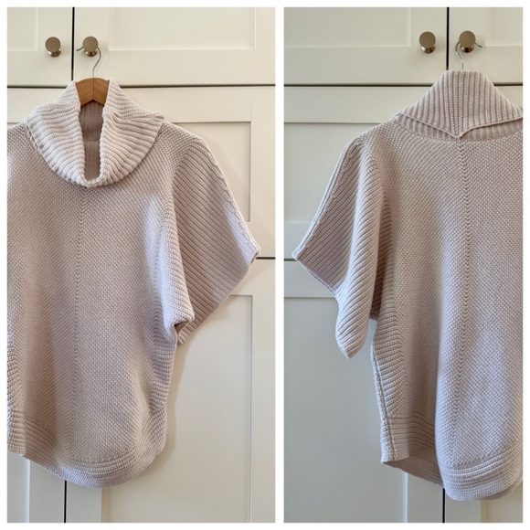 Margaret O’Leary Chunky Knit Cowl Neck Poncho Sweater, Short Sleeves sz. S - Picture 14 of 17